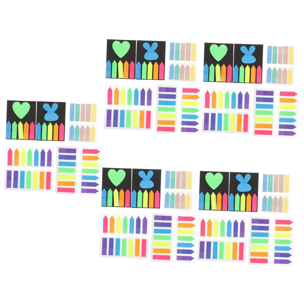 EXCEART 5sets Etichette Adesive Colorate Per Studenti Sticky Tabs Scrivibili Per Segnapagina e Indici Con Strisce e Frecce Neon Risultati Pratici Per Ufficio e Studio