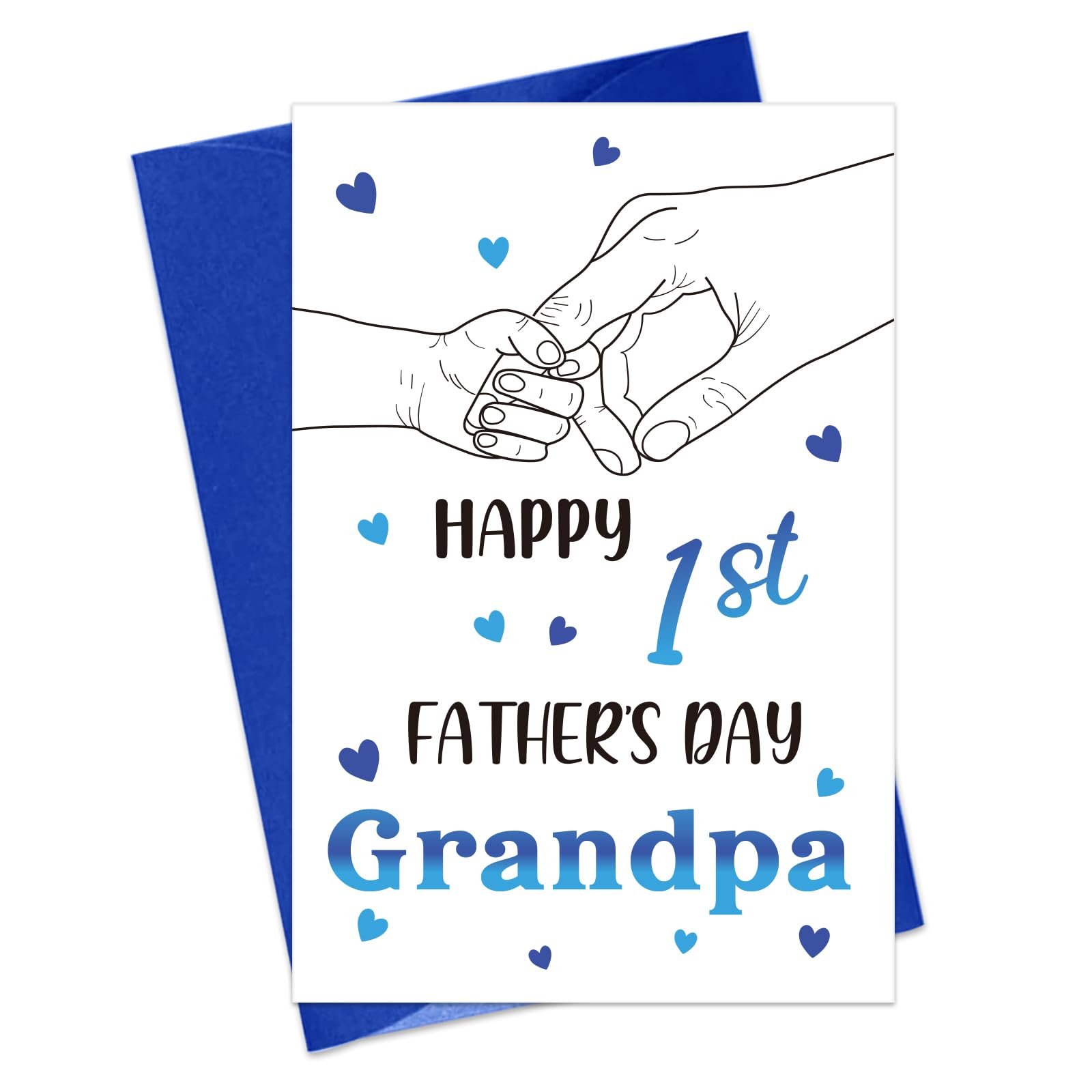 BIZIBAFF First Fathers Day Card for Grandpa - Happy 1st Father's Day Gift Card from Baby 1st Father's Day Cards for New Grandpa First Time Papa