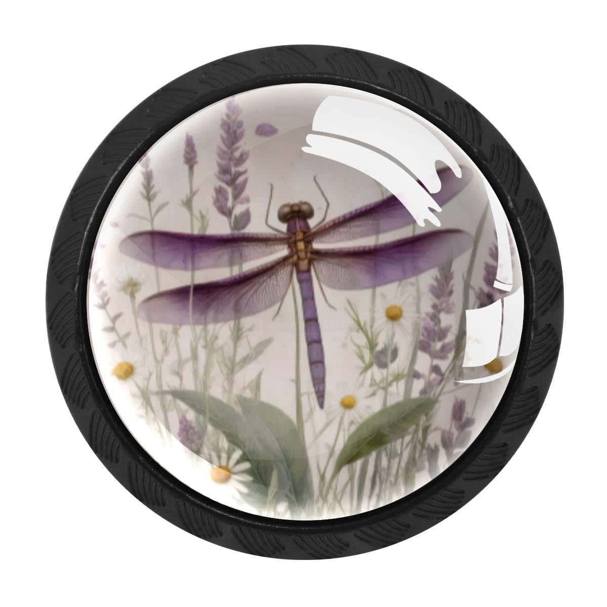 HEOEH 4 PCS Cabinet Knobs, Dragonfly Flower Drawer Knobs Dresser Handles