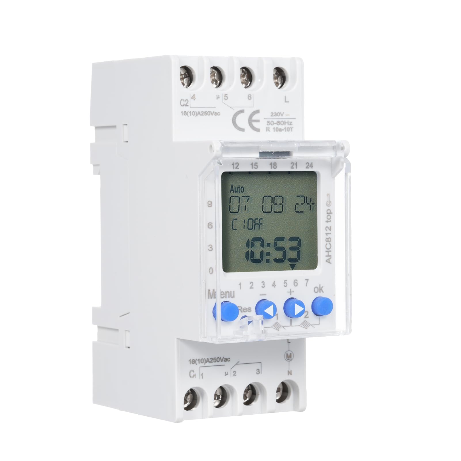 Mumusuki Temporizador de 2 Canales, Interruptor de Sincronización Programable, Material ABS, Pantalla LCD, Programación Semanal Flexible para Oficina en Casa 230V 16A