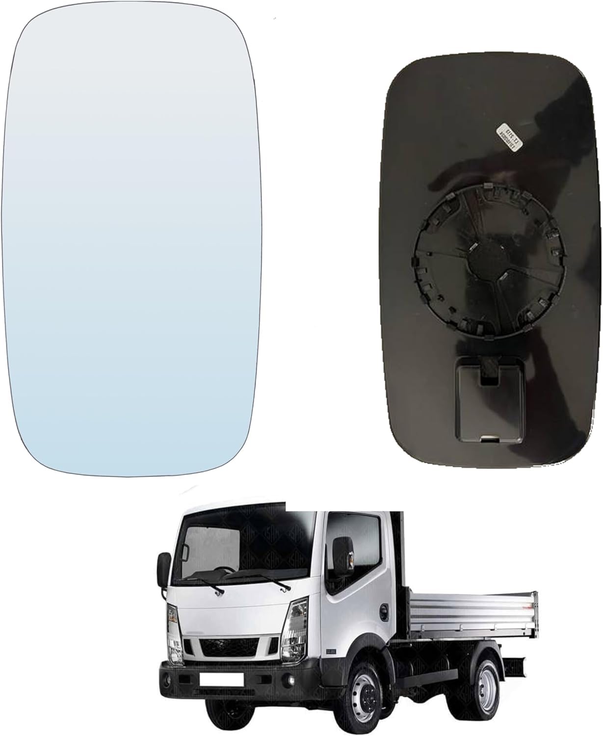 Specchio Retrovisore specchietto esterno - Sinistro/Destro, Piastrato Non Termico, Convesso, Cromato, Compatibile con Nissan Cabstar dal 2006