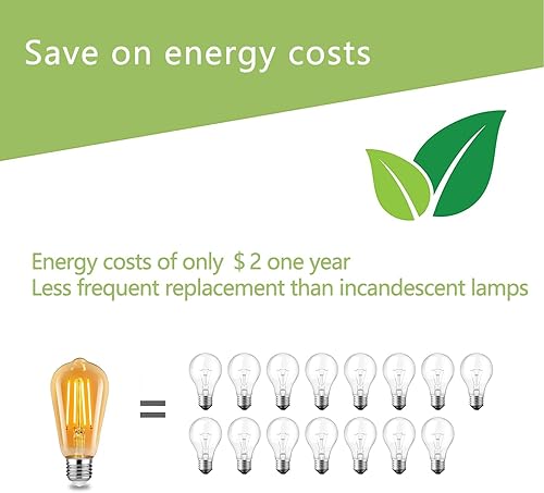 Miniatura 4 de Bombillas LED Edison vintage de 6 W, equivalente a 60 W, blanco cálido 2700 K, ST64, bombillas de filamento LED antiguas regulables con 90+ CRI, 600