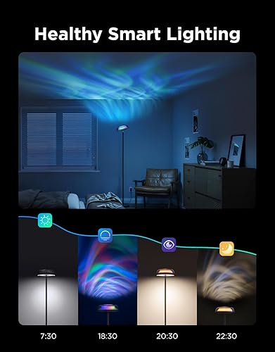 Miniatura 6 de Govee Uplighter Floor Lamp for Living Room, RGBIC Ripple Projector, Floor Lamp for Bedroom, Compatible with SmartThings, Alexa, and Matter, LED