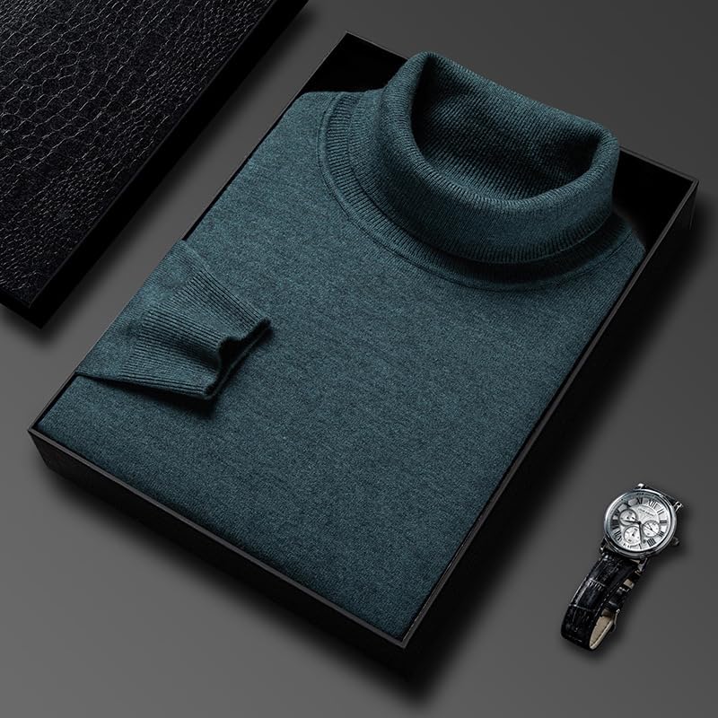 Men's High Neck Wool Sweater Winter Thickened Warm Pullover Casual Sweater2