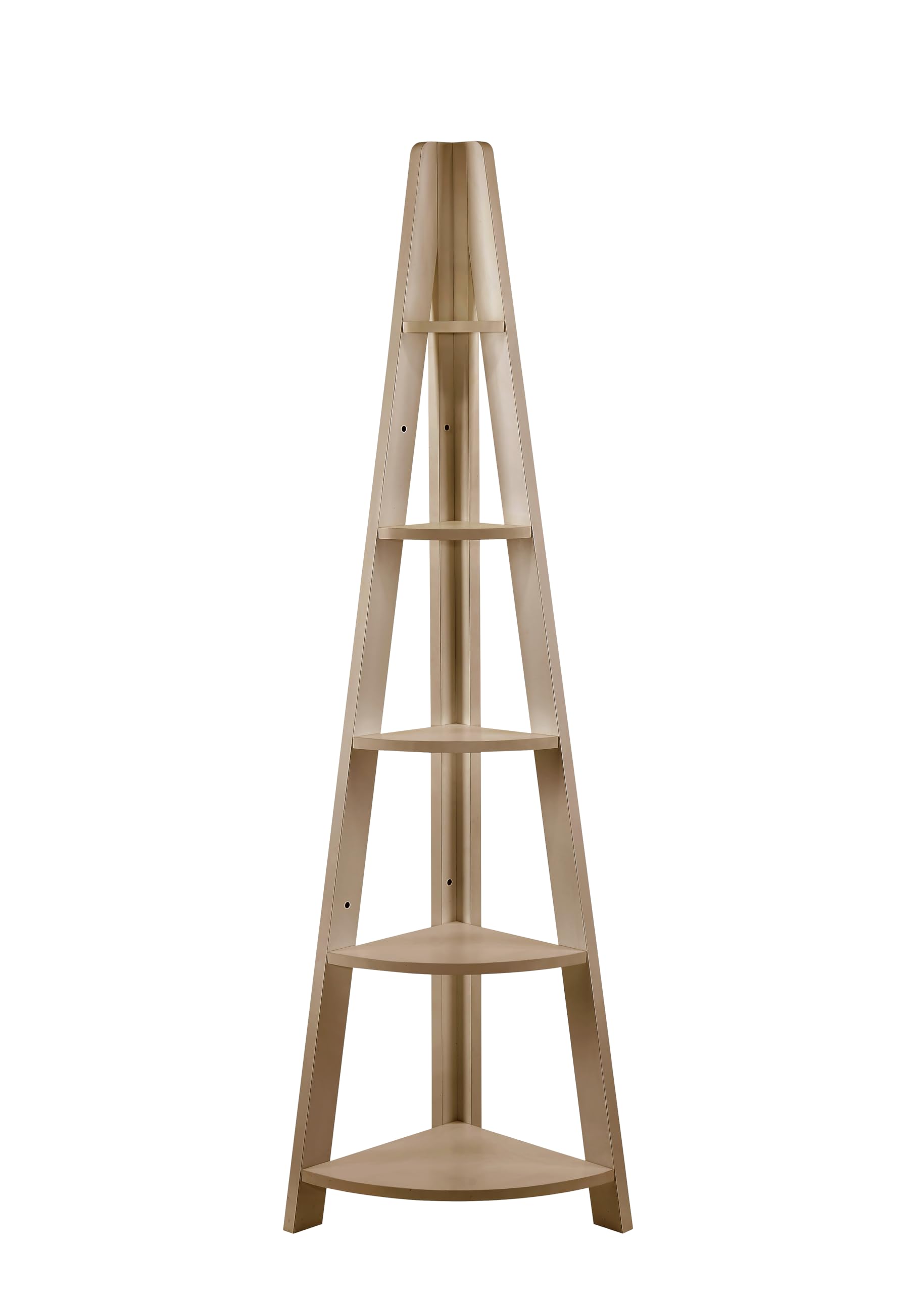 Corner Ladder Bookcase 5 Tier Space Saving Storage Shelving Unit Oak Wood White Finish
