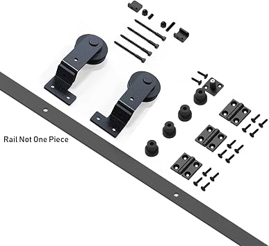 Bi-Folding Sliding Barn Door Hardware Track Kit (Top Mount Hanger, 3.5FT/42 for 2 Doors)