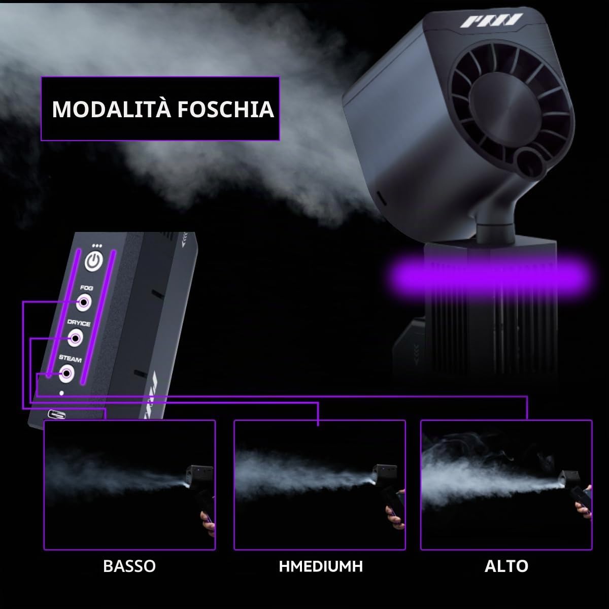 SmokeNINJA Pro - Macchina per fumo portatile portatile con telecomando senza fili (HAZER KIT), nebbia innocua, per eventi all'aperto, feste, effetti palcoscenici, Halloween
