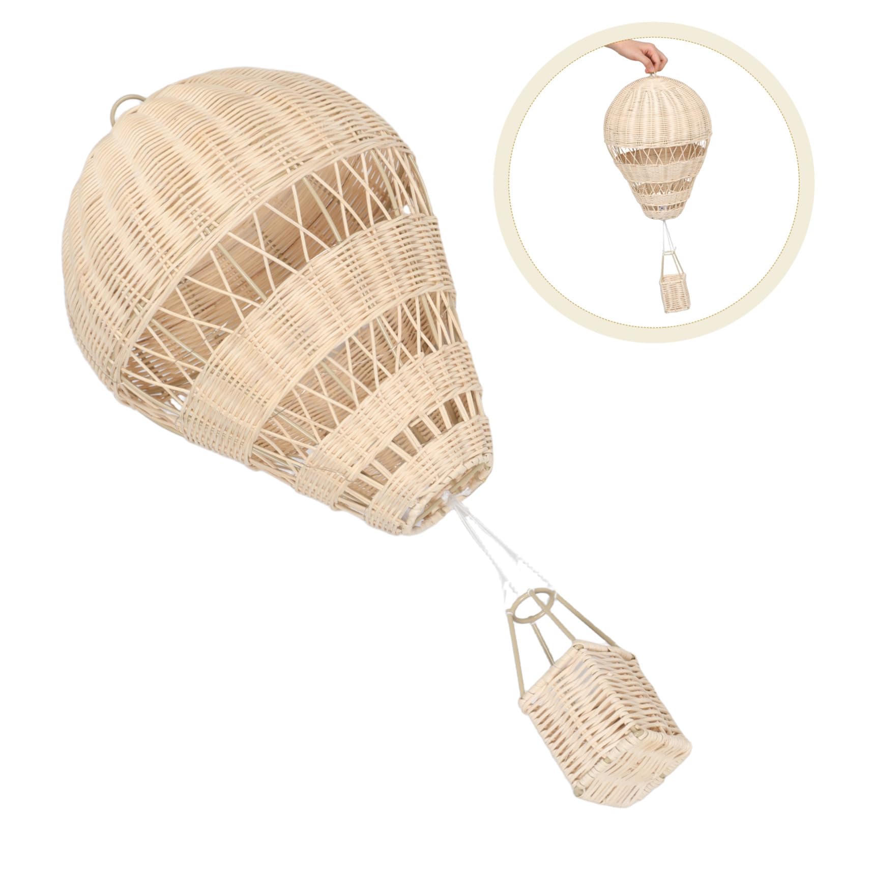 Artibetter Geflochtener Rattan Heißluftballon Hängedekoration mit Lichterkette für Kinderzimmer Wohnraum Fotorequisite