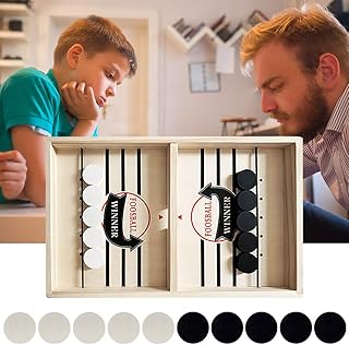 Yiketree Fast Sling Puck Board Game - Large Wooden Ice Hockey Games Tabletop Foosball Winner Slingshot Game Interactive Funny Family Finger Hockey Games Rapid Sling Table Battle For Adults Kids