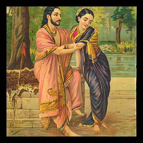 Image of Tallenge - Arjuna Subadhra - Raja Ravi Varma Mythology Collection - Medium Canvas - Framed (24 x 24 inches)