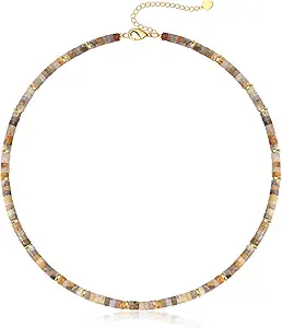 Choker Necklace for Women, Beaded Necklaces for Women Stocking Stuffers for Teens Teen Girl Gifts Gifts for Her Adjustable 14k Gold Gemstone Summer Anniversary Birthday Christmas Jewelry