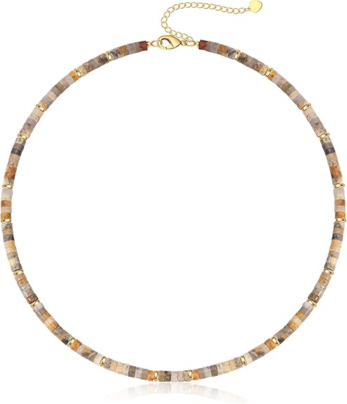 Choker Necklace for Women, Beaded Necklaces for Women Stocking Stuffers for Teens Teen Girl Gifts Gifts for Her Adjustable 14k Gold Gemstone Summer Anniversary Birthday Christmas Jewelry