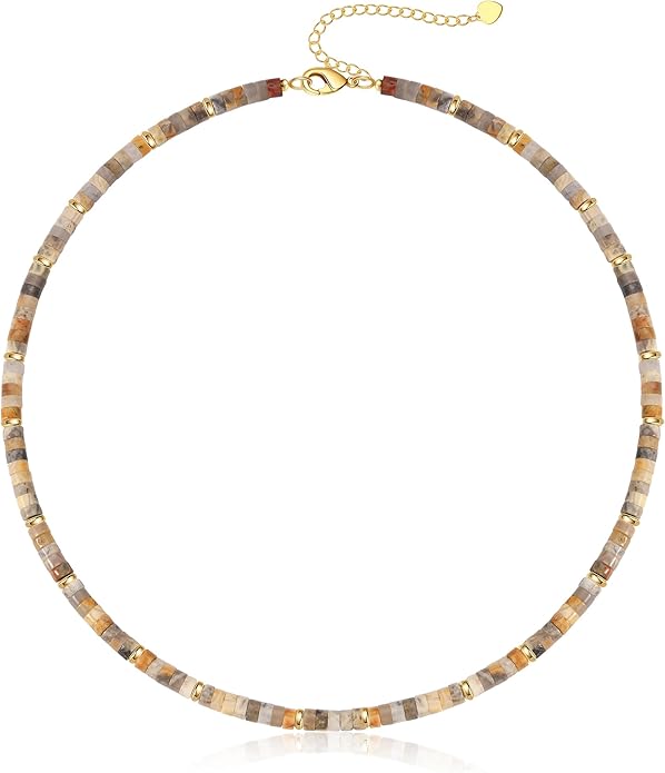 Choker Necklace for Women, Beaded Necklaces for Women Stocking Stuffers for Teens Teen Girl Gifts Gifts for Her Adjustable 14k Gold Gemstone Summer Anniversary Birthday Christmas Jewelry