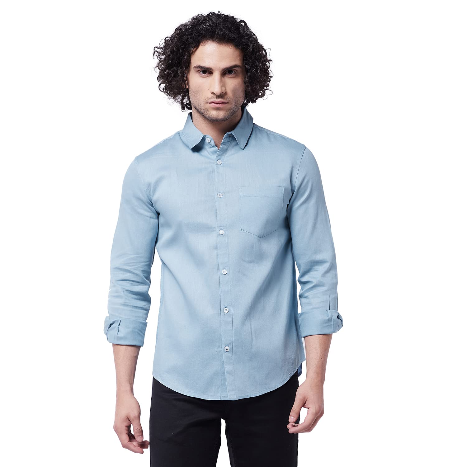 Rick MaschMen's Slim Fit Fine Cotton Plain Full Sleeves Casual Shirt