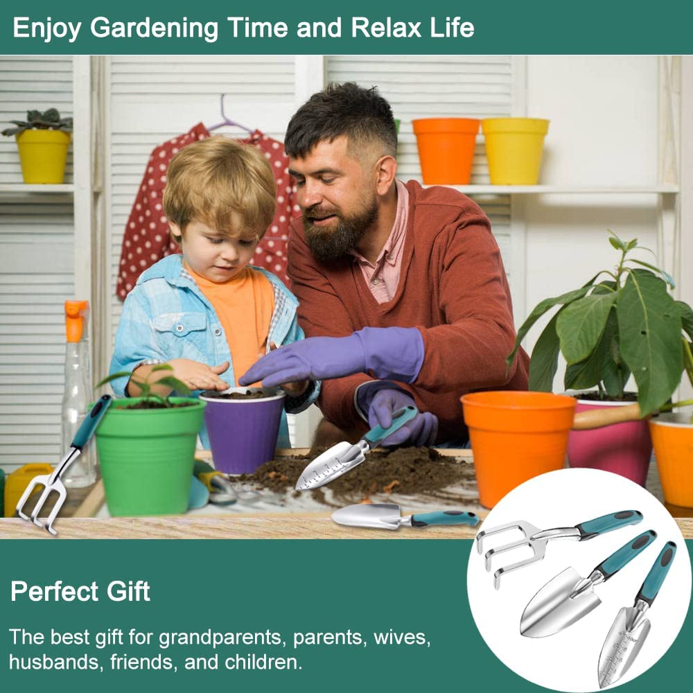 7 Piezas Herramientas de Jardín Kit Jardineria,Kit de Jardinería,Herramientas de Mano de Jardín,para Trasplantar Flores y Verduras,Aflojar el Suelo,Desherbar