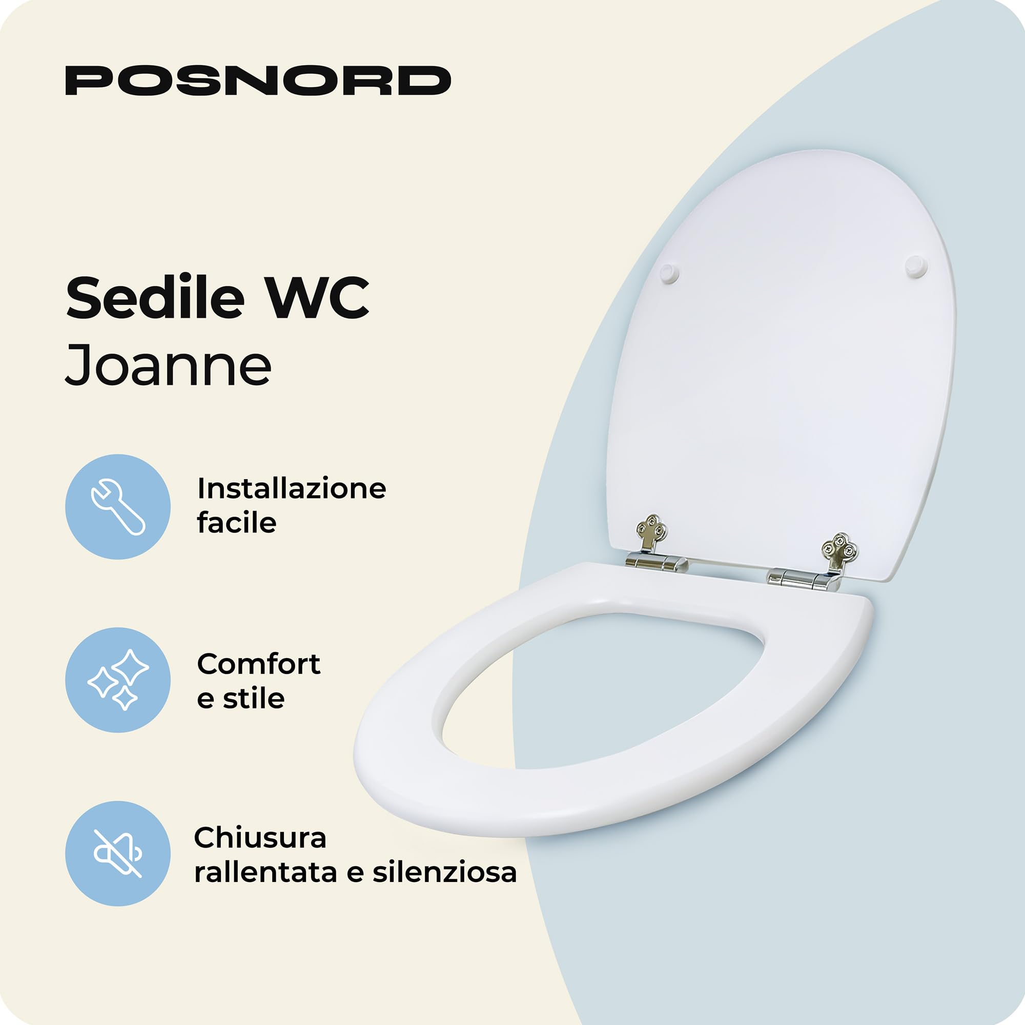 Copriwater Universale con Chiusura Rallentata, Tavoletta WC Universale in MDF, Sedile WC Soft Close con Sgancio Rapido, Asse WC Standard per Bagno - Bianco