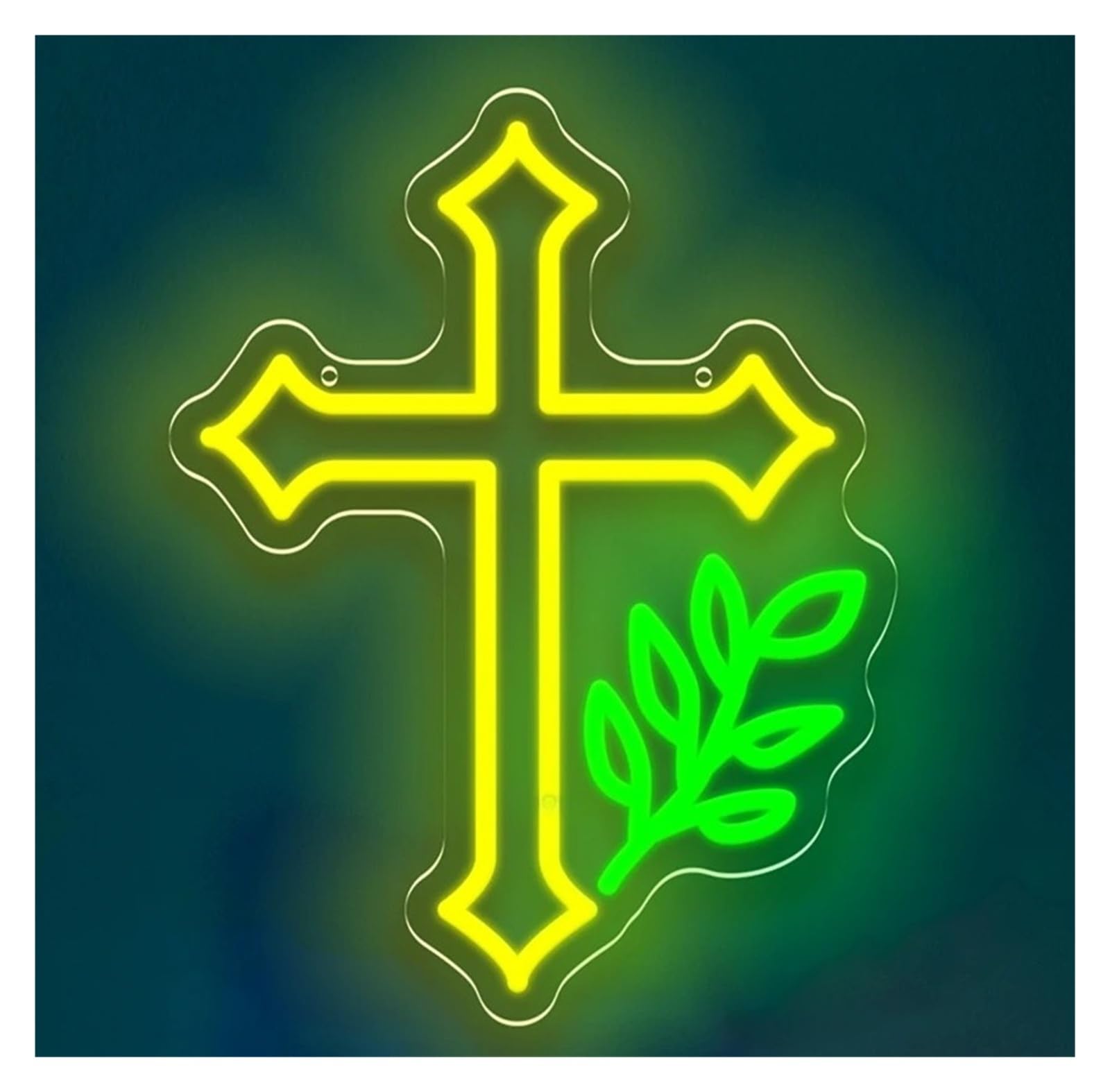 RONGCH Hanging Art Signs Cross Neon Sign Wall Decoration for Church Bedroom Gameroom Livingroom Birthday Party 35.6x28cm(B)