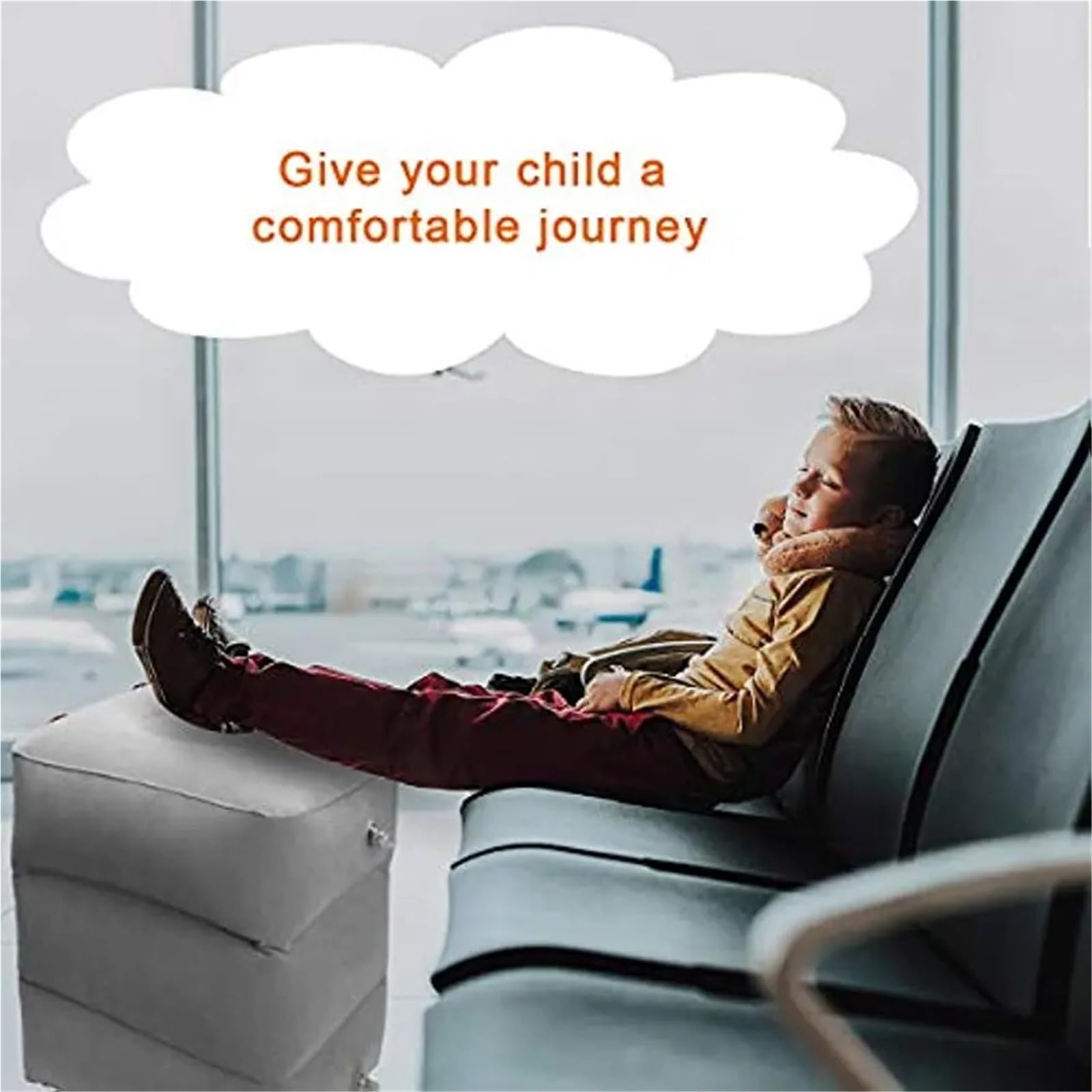 Almohada inflable for reposapiés de viaje, almohada for en aviones, coches, trenes y oficinas
