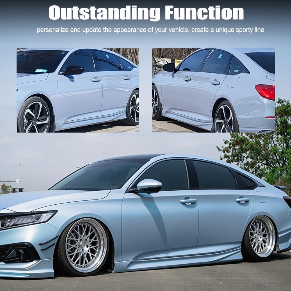 Side Skirts Extensions for Honda Accord 10th 10.5th 4 Door 2018-2022 | Yofer Style PP Sonic Grey Rocker Panel Lip Splitter BOLT-ON Extension Kit