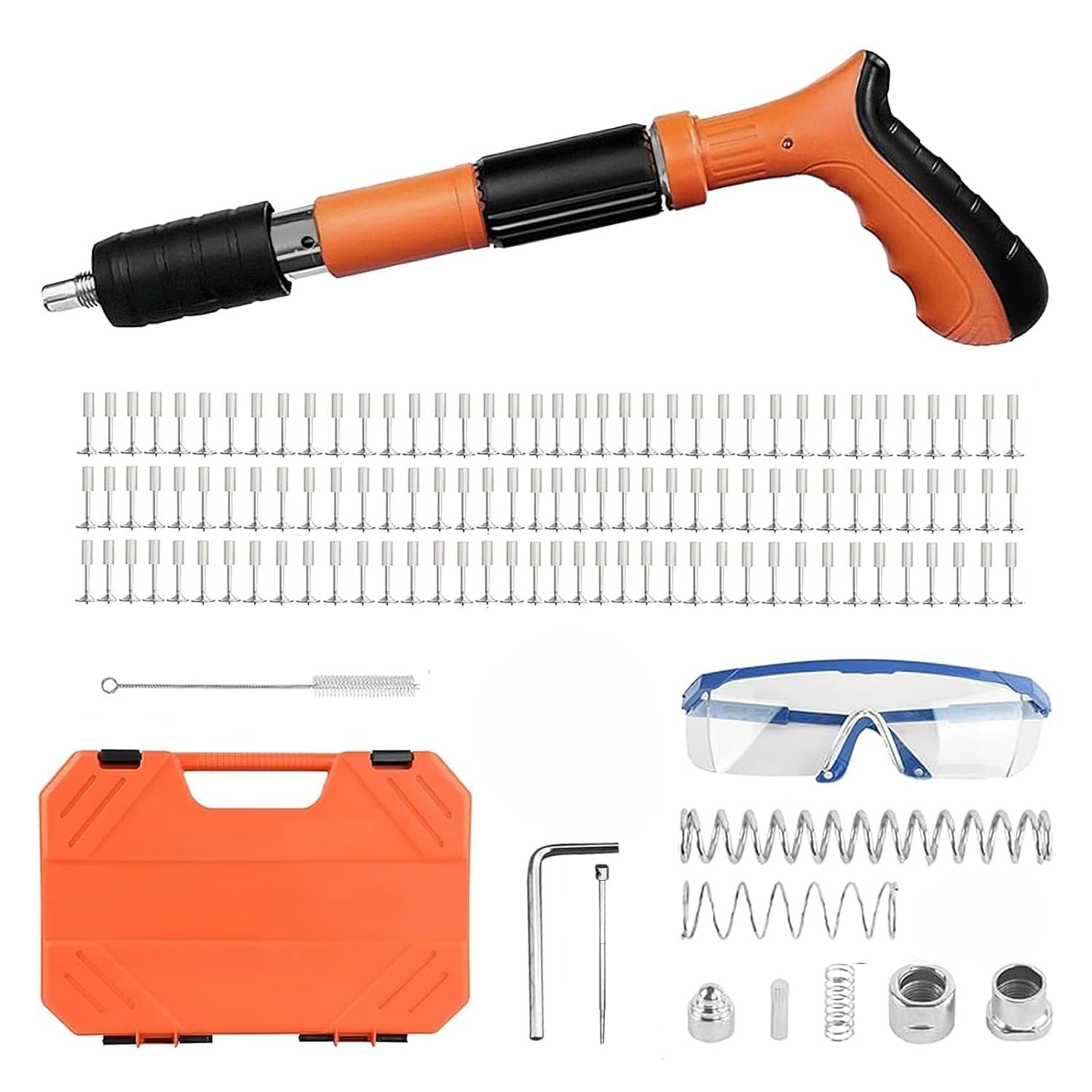 MUKUND Manual Mini Steel Nail Gun 5 Gears Power Adjustable Wall Nail Guns for Ceiling Manual Steel Nails Gun Tool with 200 Nails (Nail Gun Set)