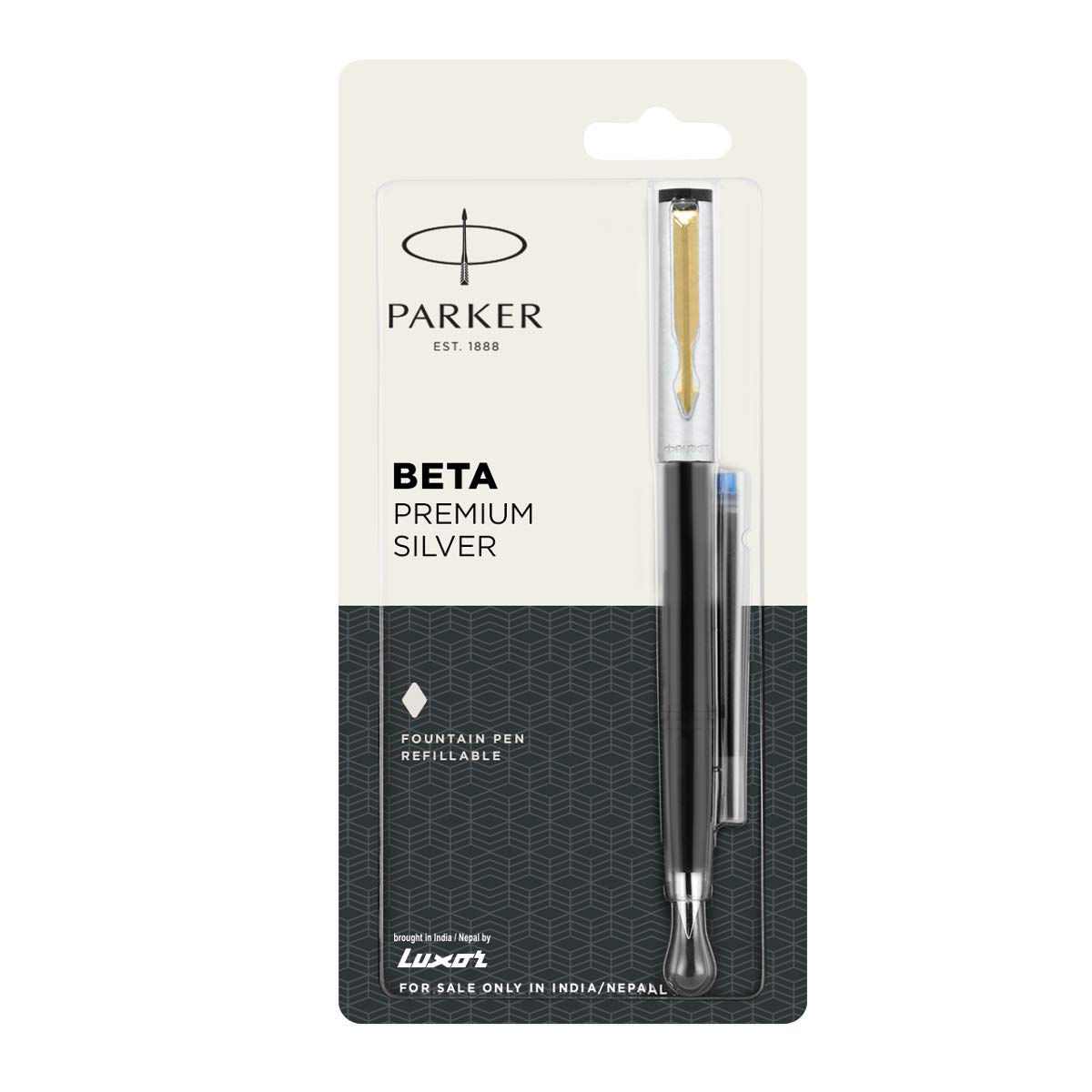 PARKER Beta Premium FP GT Fountain Pen with Ink Cart (Silver)