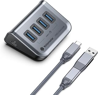 Yottamaster 4 Port USB 3.1 Hub, Powered USB Hub 5V / 2A, Type C to USB 3.2 Gen2 Data Hub with 2USB-A & 2USB-C for Laptop, iMac, Surface Pro, XPS, USB Flash Drives, Mobile HDD, and More(1.6ft)