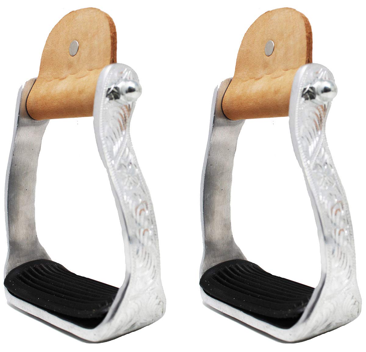 CHALLENGER Horse 51230 Étriers de selle de course en aluminium gravé avec pierres turquoises Noir 12,7 cm