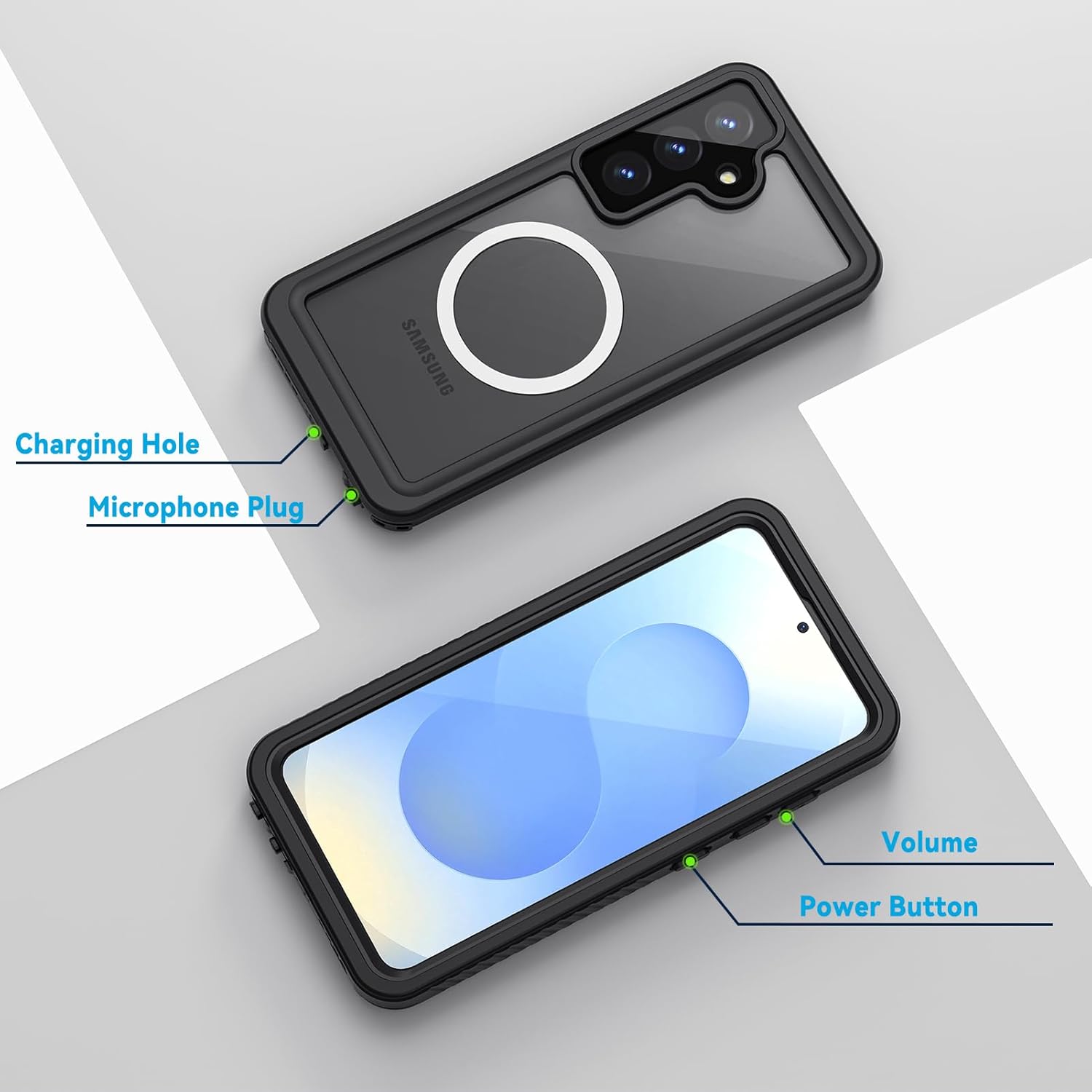 Lanhiem Magnetic for Samsung Galaxy S25 Phone Case, IP68 Waterproof Dustproof, Built-in Screen Protector, Rugged Full Body Shockproof Protective Cover for Galaxy S25 5G 6.2 Inch, Black