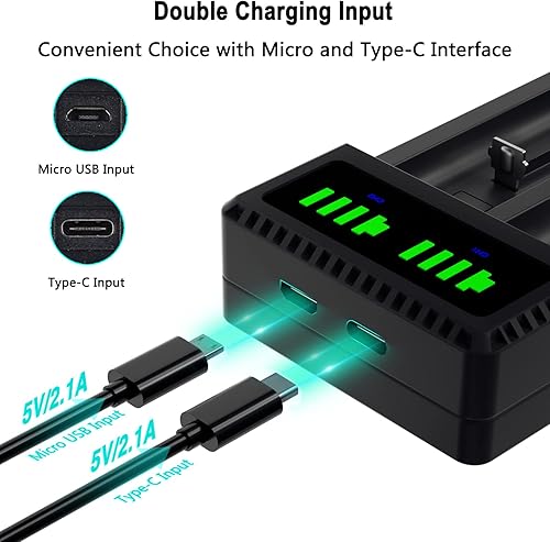 Miniatura 2 de Cargador de batería 18650, cargador de batería inteligente 21700 con pantalla LED para batería recargable 14500 16340 18350 18650 18490 17500 17670