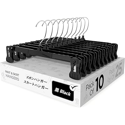 ズボンハンガー マルチレイヤースタック可能スラックスハンガー なクリップ2個付きスカートハンガー 360回転フック付きパンツハンガー 10本セット (10)
