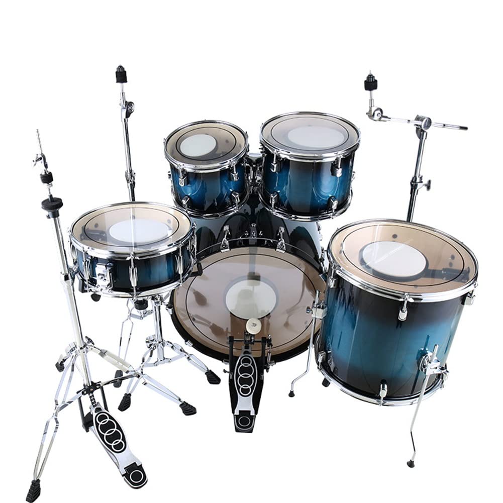 Set di Batteria per Adulti, Set di Batteria a 5 Pezzi Full Size Set di Batteria per Adulti Completo Muto Integrato con Supporti per Piatti, Sgabello, Pedale per Batteria, Bacchette