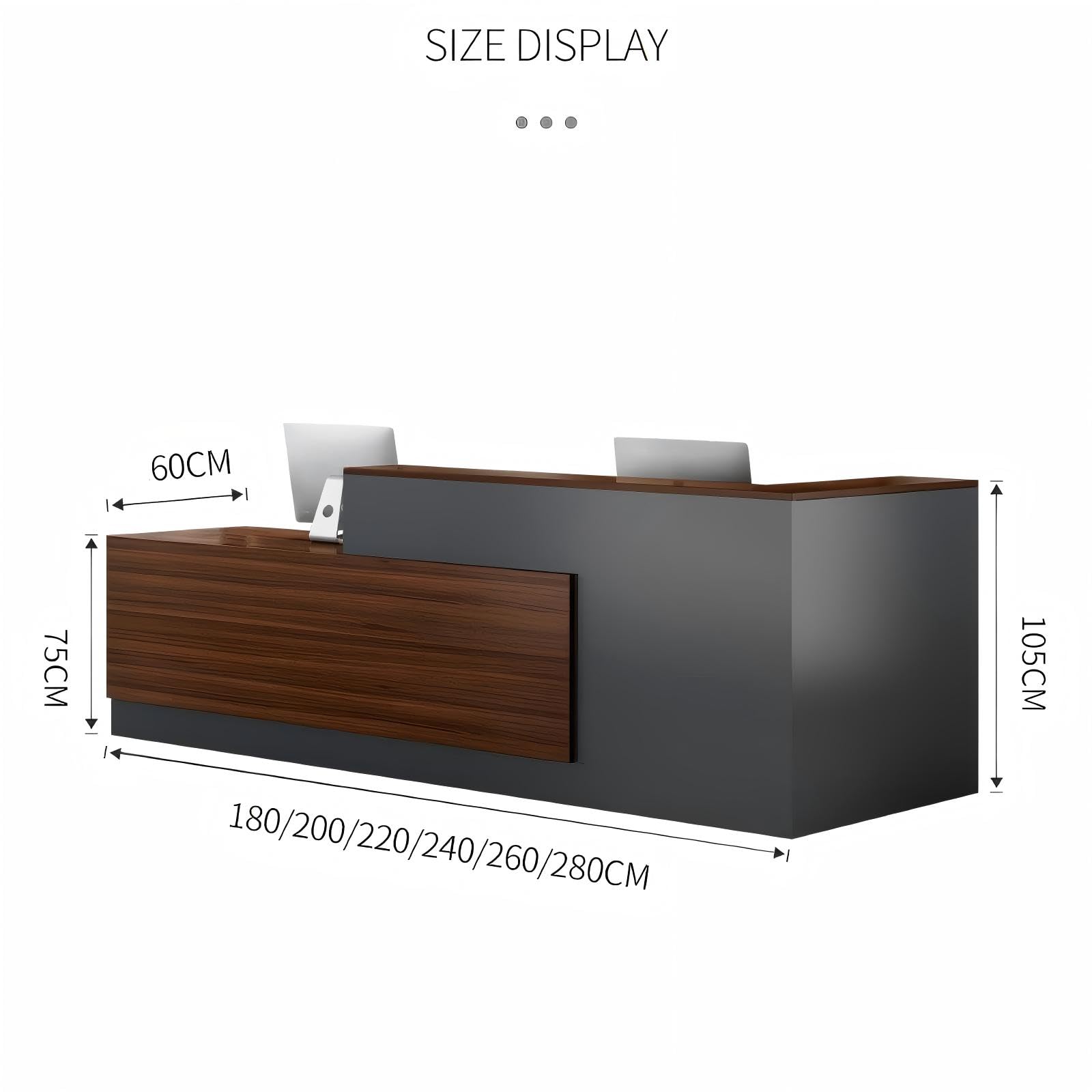 Biurko Recepcyjne W Kształcie Litery L, 280 Cm, Nowoczesne, Minimalistyczne, Z Ladą Recepcyjną, Zamykaną Na Klucz Szafką Z Szufladą I Półką Na Walnut-r 2.8 * 0.6 * 1.05m