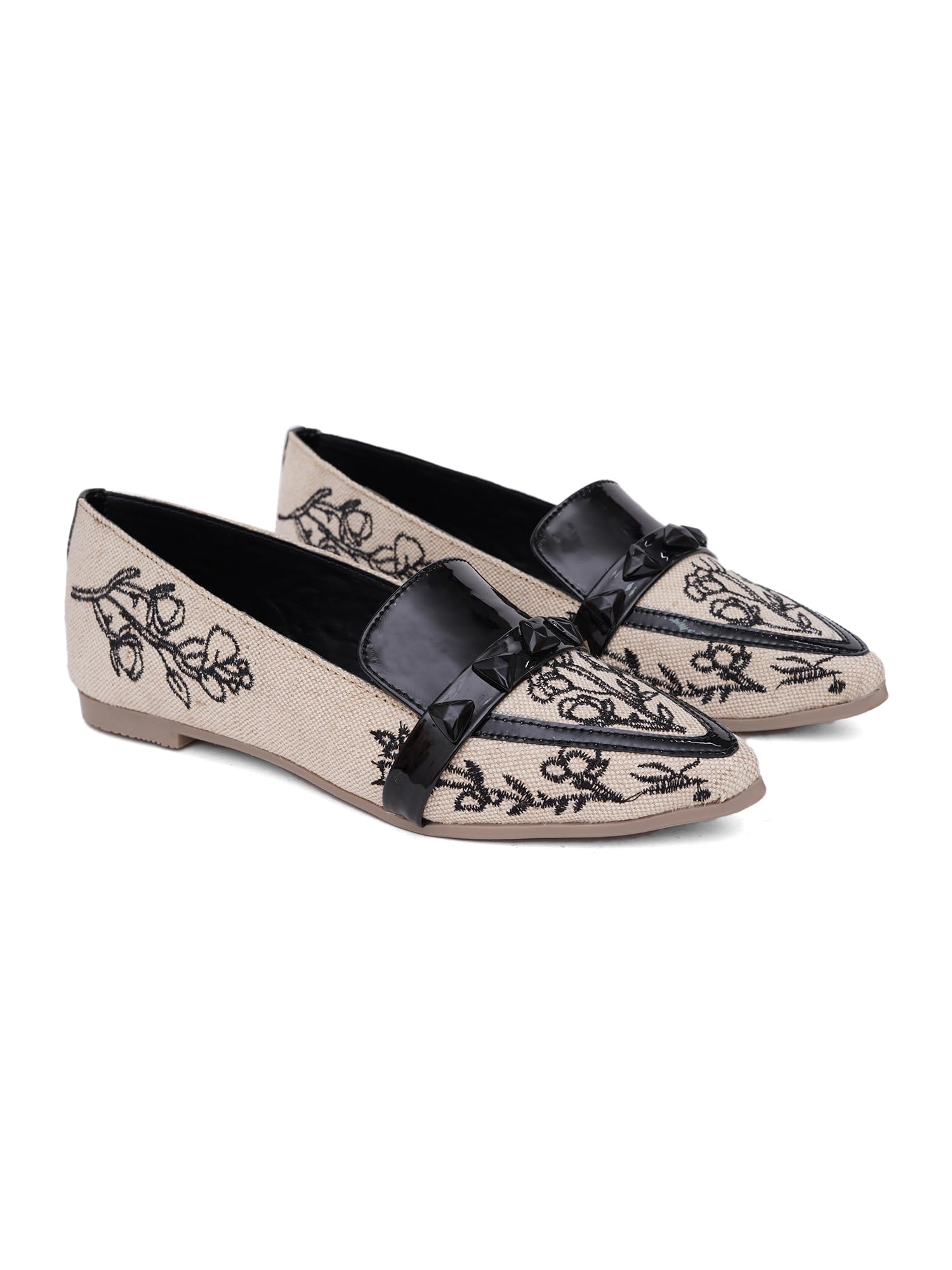 Womens Dazelle Floral Embroidered Belly Shoes for Women & Girls | Lightweight Slip-On Flats | Soft Sole Comfortable Casual Footwear-image-29