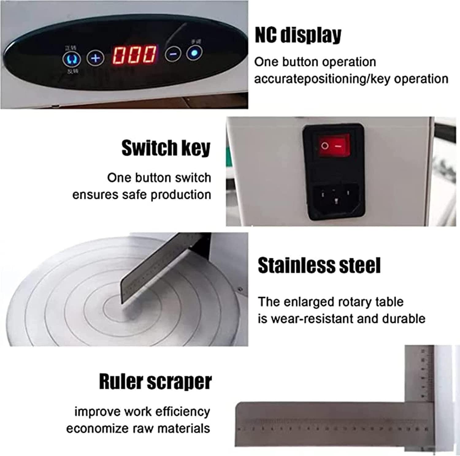 Dispositivo Elettrico Automatico per la glassatura di Torte con Piatto Girevole Regolabile in Altezza e Raschietto, Ideale per panifici e Decorazione Domestica.