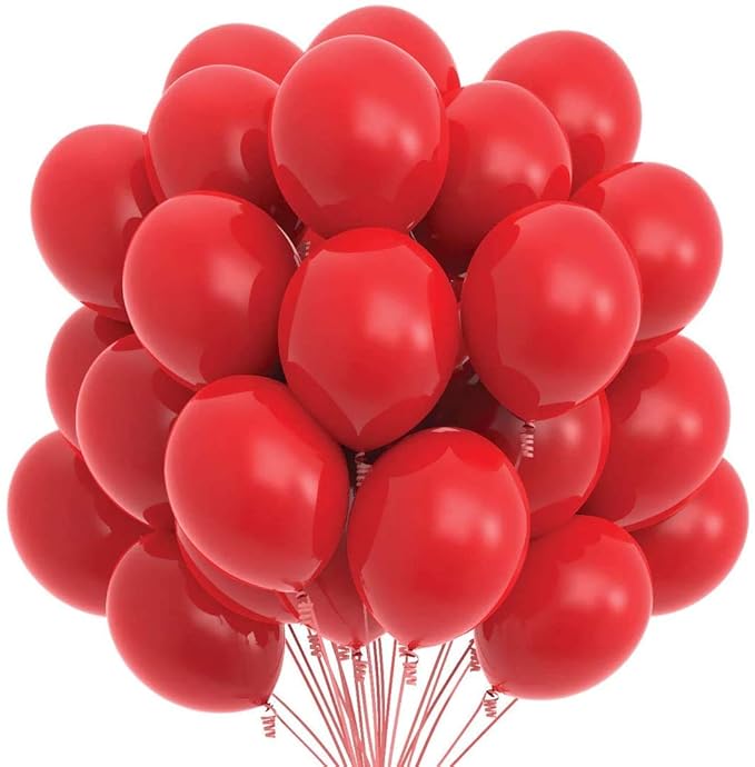 HEMITO Premium Metallic Latex Balloons Pack Of 50 Red Balloons for Decoration (Red, Pack Of 50)