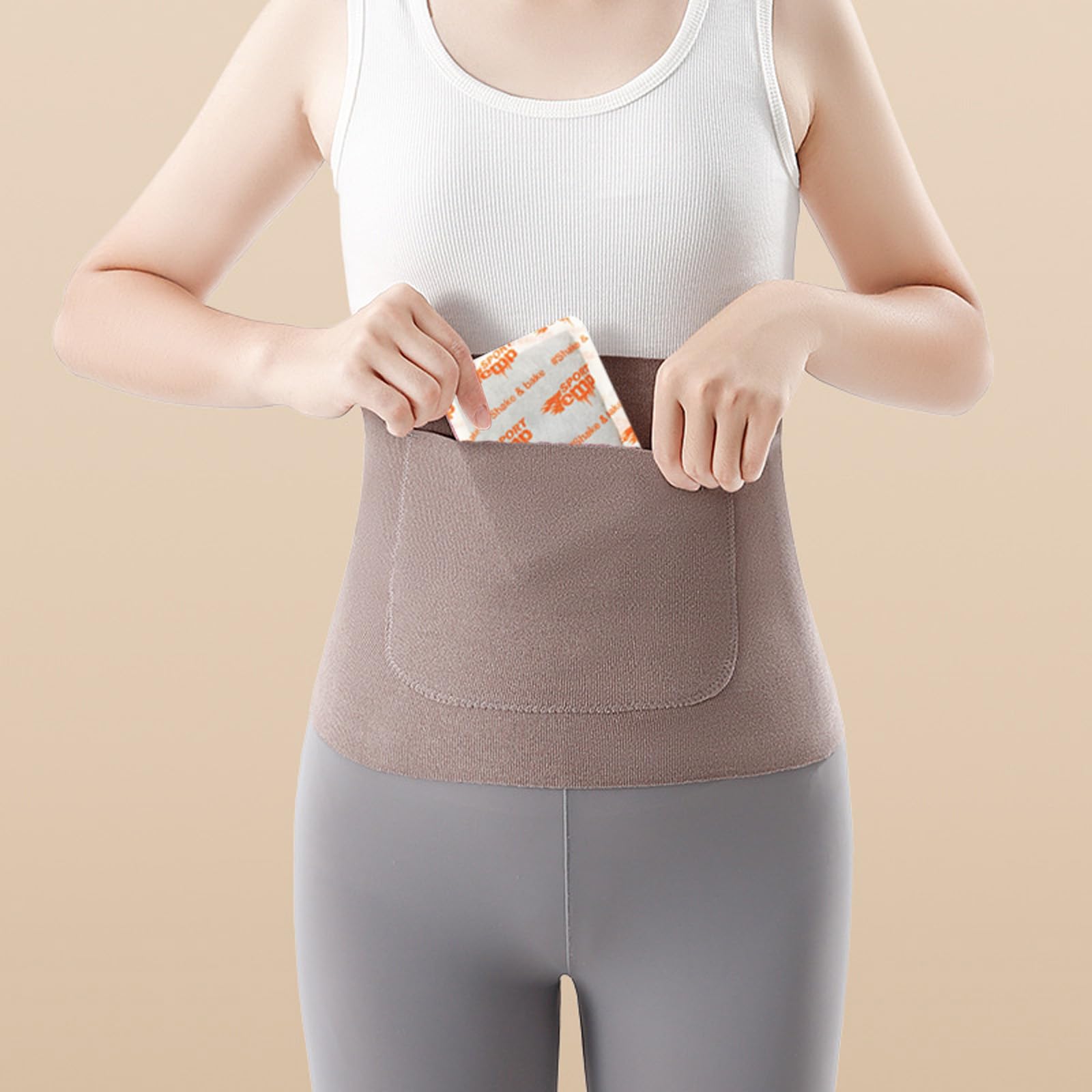 Outdoor Portable Heating pad with Lumbar Support. Designed to be Used with Hand Warmers, Especially Suitable for Providing Warmth During The Menstrual Period for Women. (Medium,Brown)