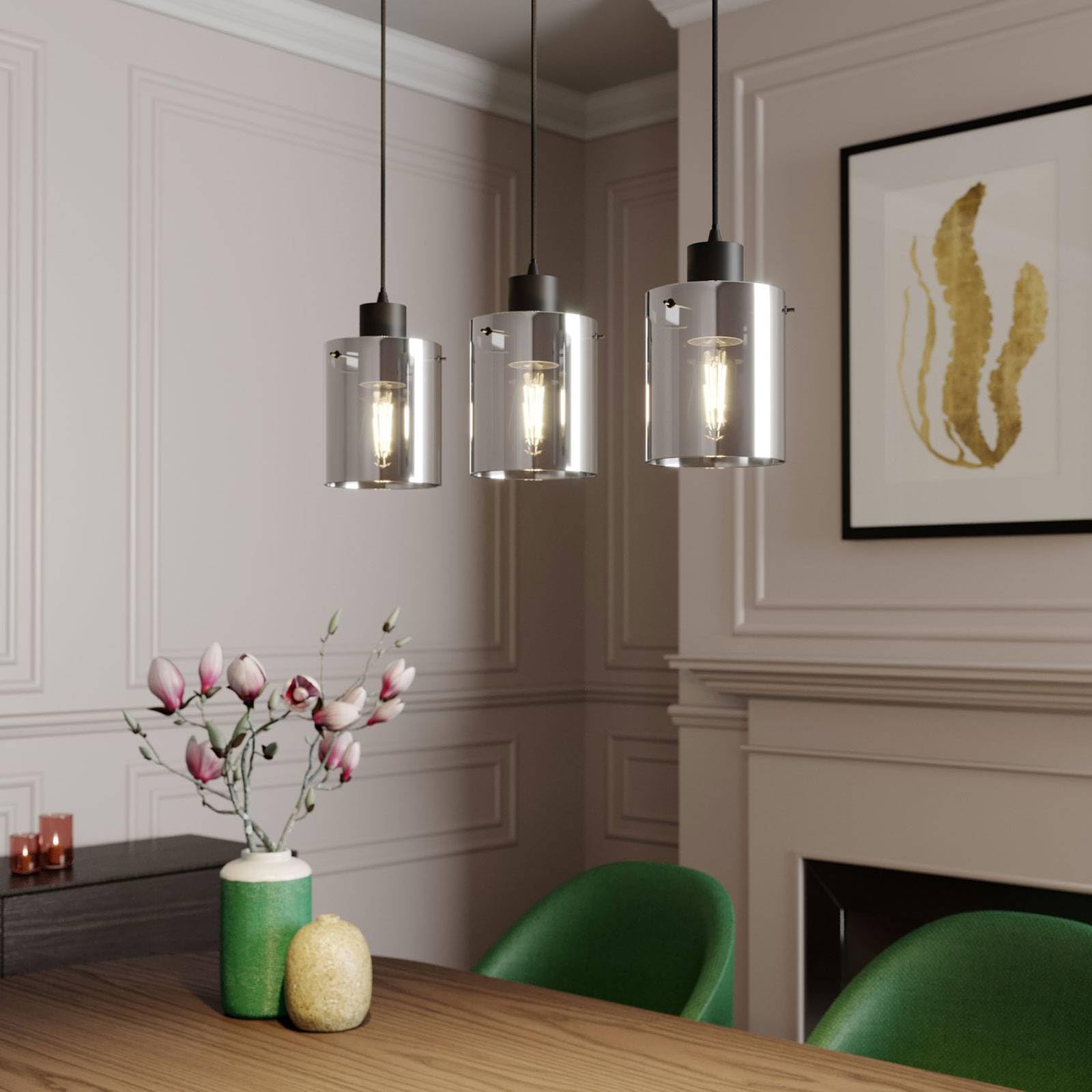 Lindby Lampada a sospensione dimmerabile (Moderno) colore Nero ad es. Soggiorno & Sala da pranzo lampada in vetro, per tavolo