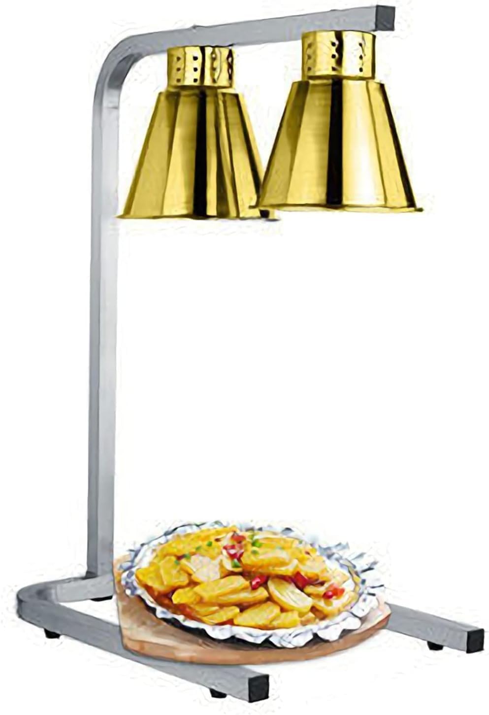 JKJZSALJ Food Warming Lamp, Electric Heat Light For Buffet, Catering, And Restaurant Use, Free Standing Warmer For French Fries, Soups, And Dishes,Gold