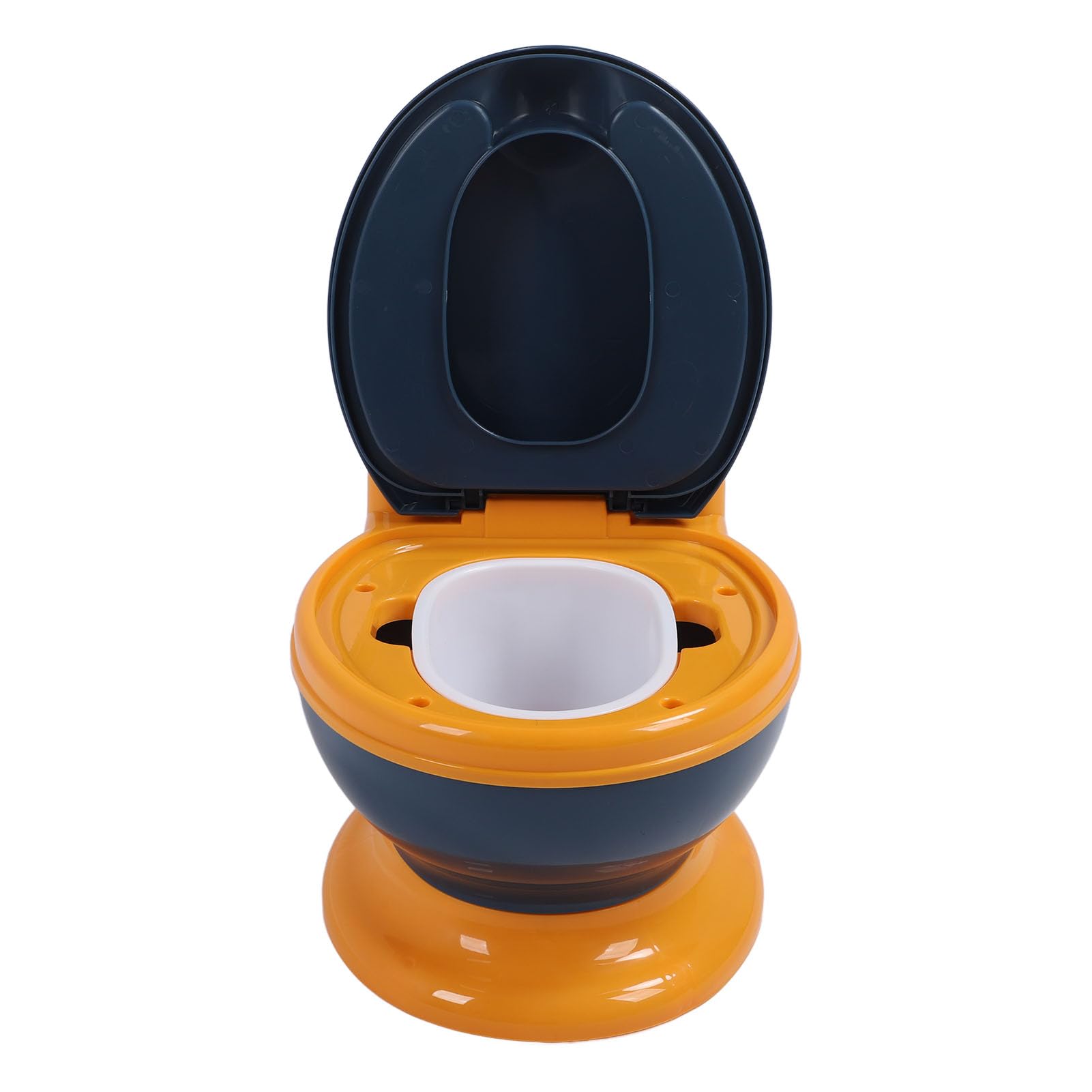 Drfeify Toilette per Bambini, Vasino per Bambini in PP con Paraspruzzi, Ciotola Rimovibile, Serbatoio per Stoccaggio di Fazzoletti, Base Antiscivolo per Toilette per Neonati e Ragazze (blu giallo)