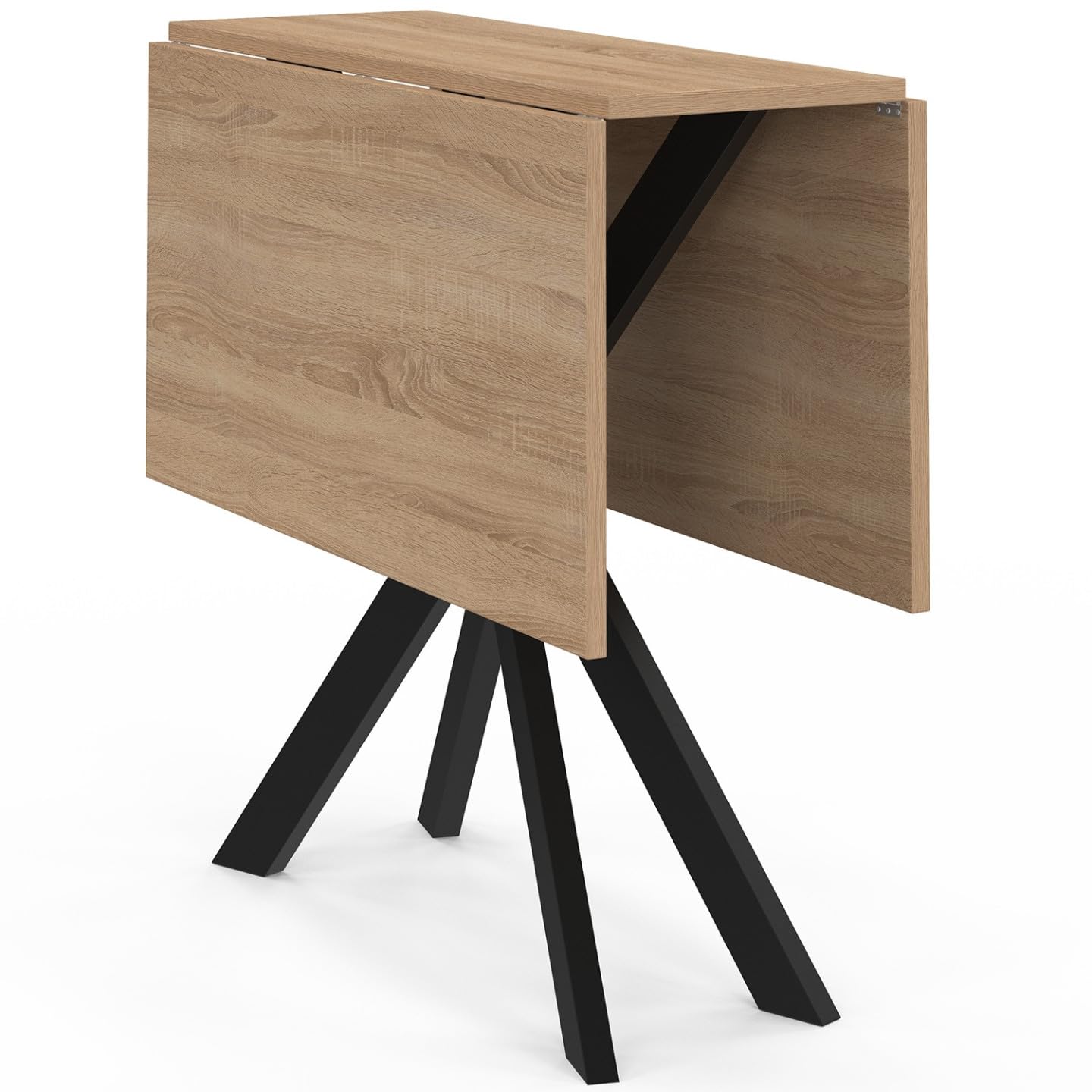 IDMarket - Table Console Pliable Alix 2-4 Personnes Pied araignée Bois et Noir 103 x 76 cm
