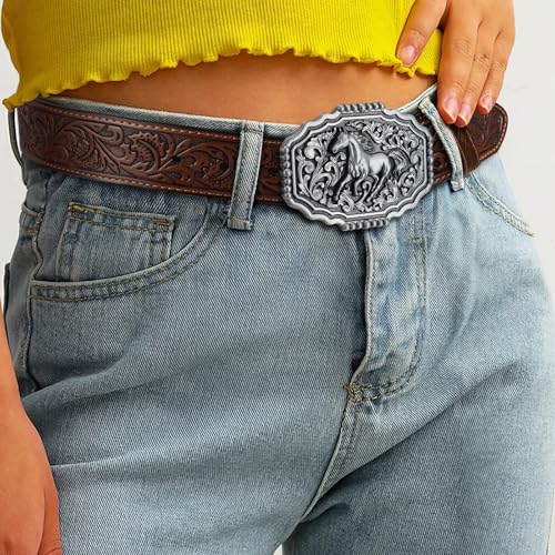 Image of Western Cowboy Belt Buckle for Men Vintage Cowboy Cowgirl Rodeo Texas Buckle Longhorn Bull Belt Buckles