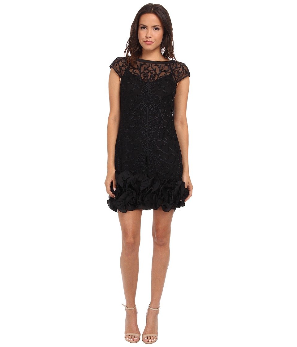 Jessica Simpson Womens Short Sleeve Lace Ruffle Hem Dress