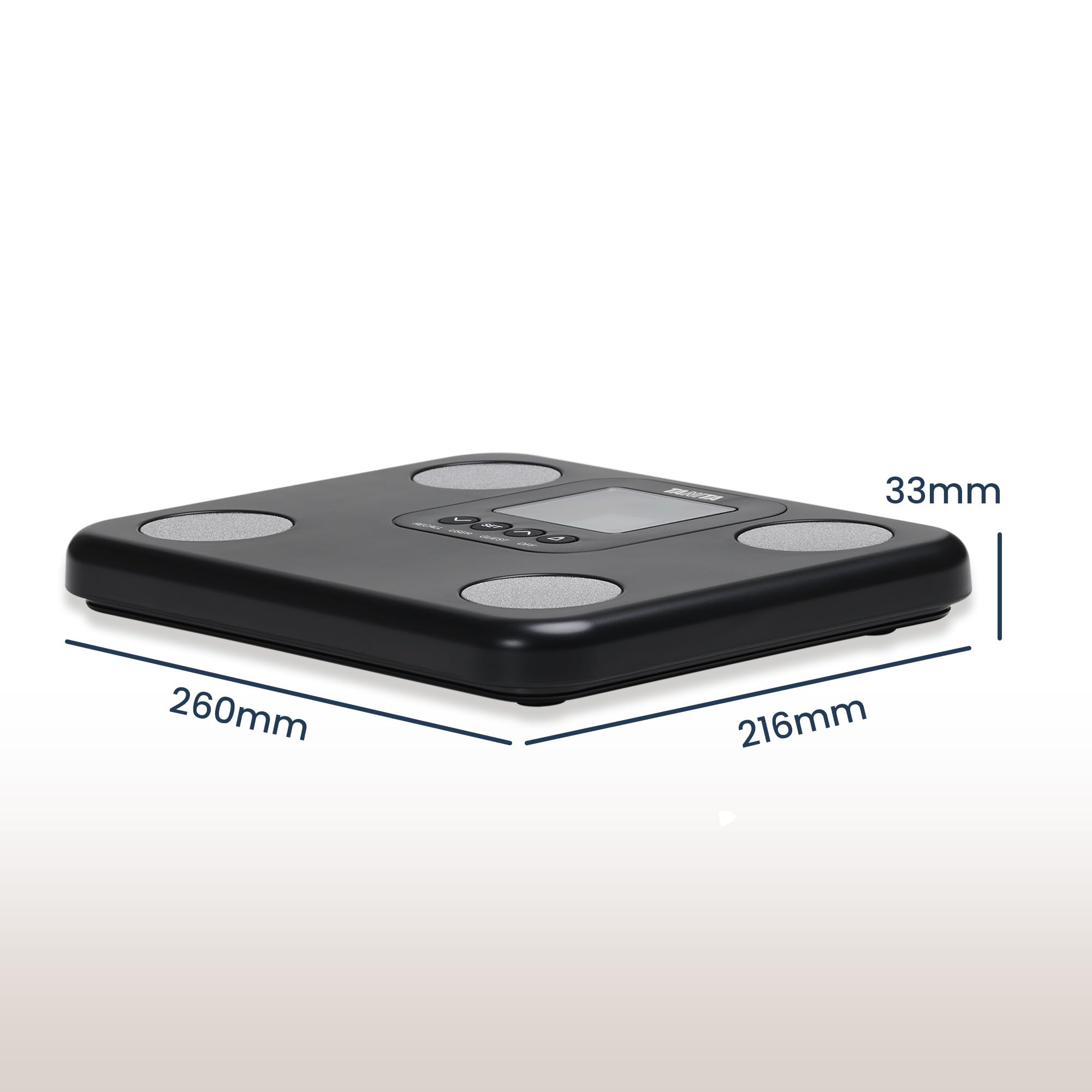 TANITA BC-730 Moniteur de Composition Corporelle Léger et Compact avec Housse de Voyage, Balayage Interne, Affichage Facile à Lire, 9 Mesures – Noir