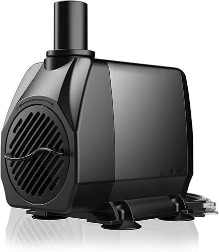 Miniatura 8 de AC Infinity Bomba de agua sumergible de 132 GPH (500 L/H), control de presión de flujo de tanque de peces ultra silencioso de 8 W con bomba de