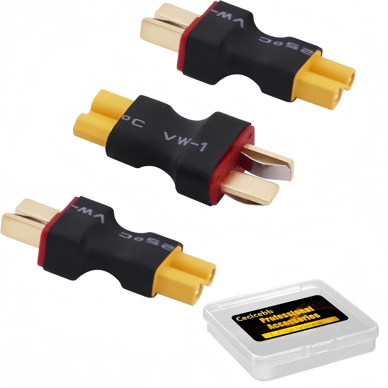 3 Pcs XT30 to T-Plug Connector Male Deans-T to XT-30 Female Adapter for RC Car Plane Lipo Battery ESC