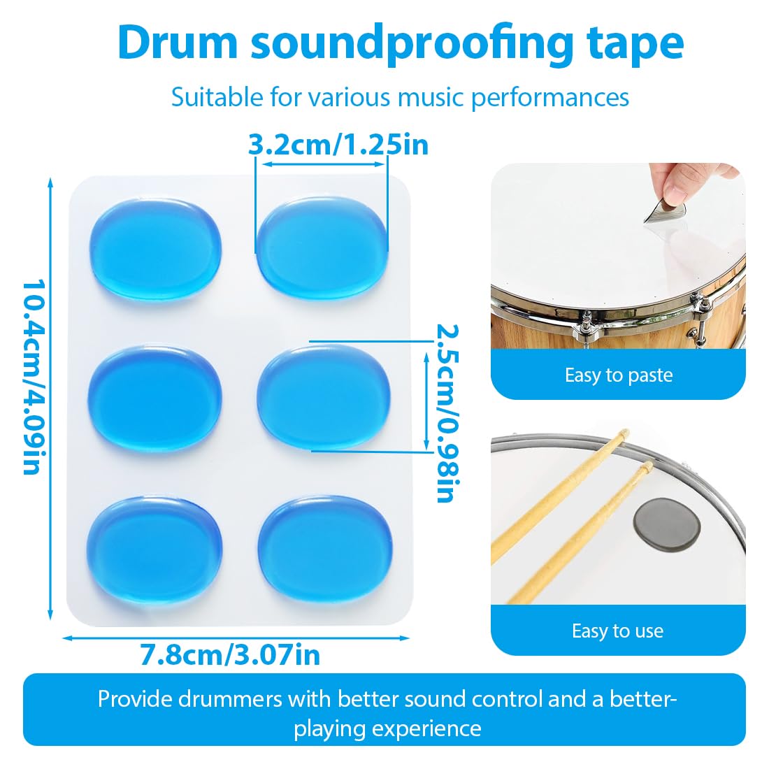 24 stück Gel Dämpfer Silikon Drum Mute Gel Ungiftig Selbstklebend Silikon Trommel Pads für Schlagzeug Klangregelung (Transparent)