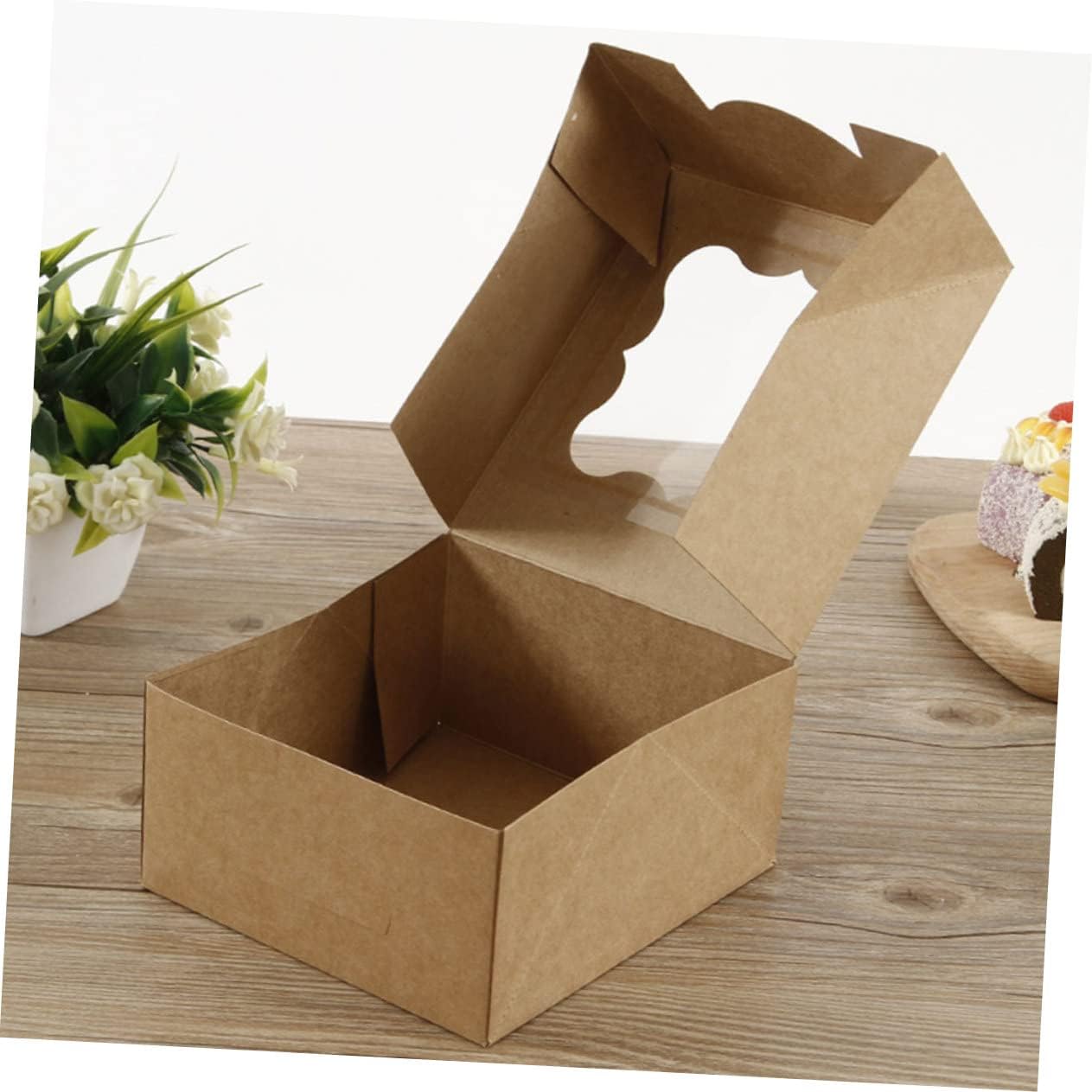 10pcs Bakery Boxes Baking Box Window Small Cookie Cake Window Dessert Wrapping