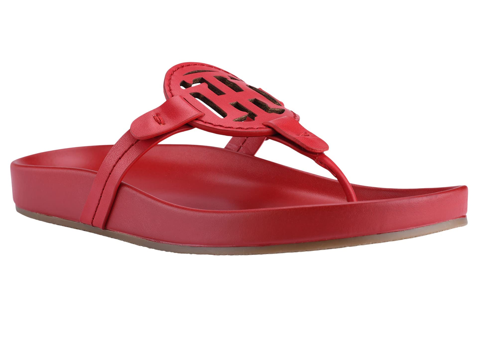 Tommy Hilfiger Womens Relina Faux Leather Thong Sandals Red