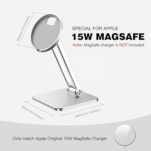 Miniatura 3 de CreaDream Soporte de teléfono para cargador MagSafe, soporte de carga plegable ajustable para escritorio, compatible con iPhone 15, 14, 13, 12 Pro