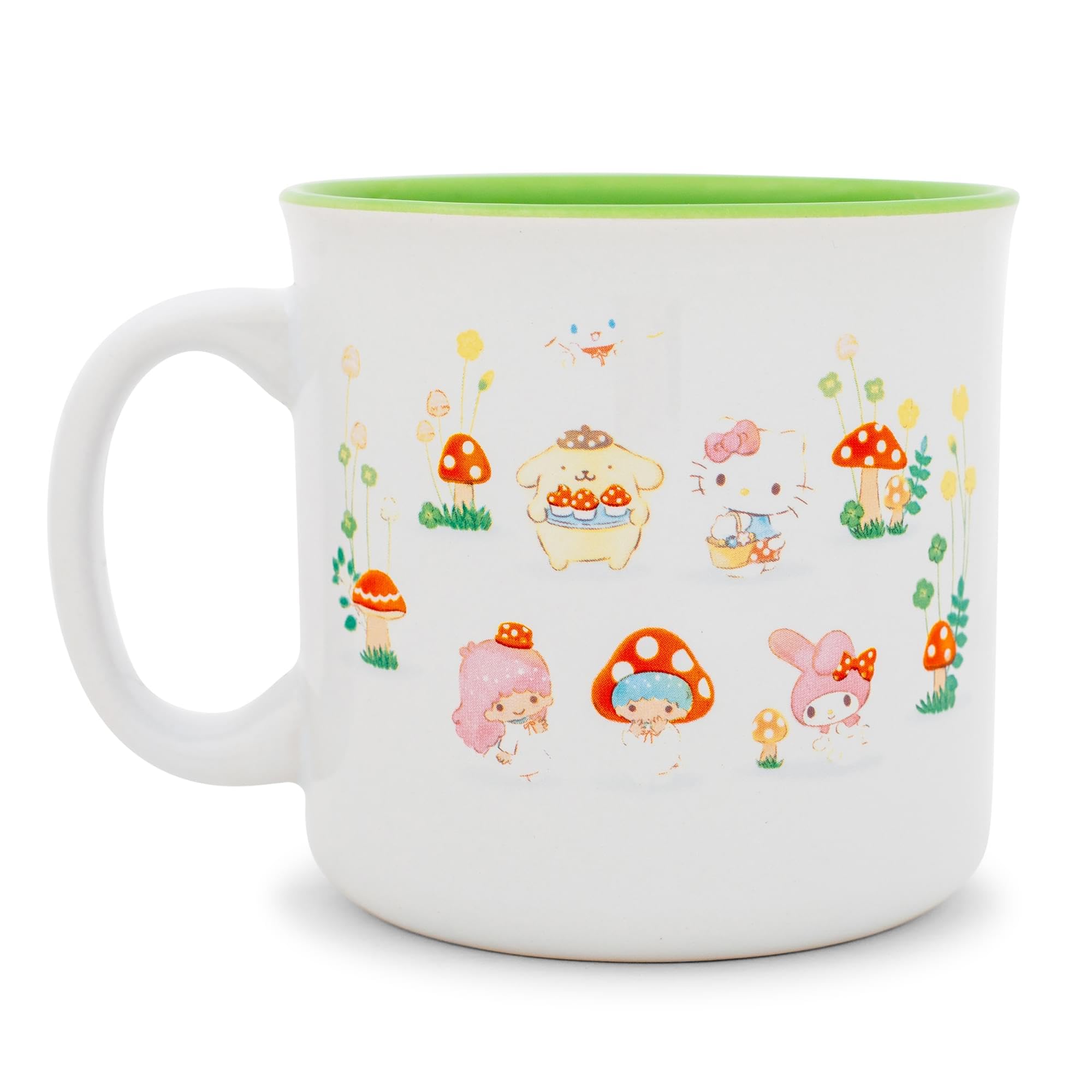 Silver Buffalo Sanrio Hello Kitty and Friends Mushroom Crew Ceramic Camper Mug | Large Coffee Cup For Tea, Espresso, Cocoa | Holds 20 Ounces